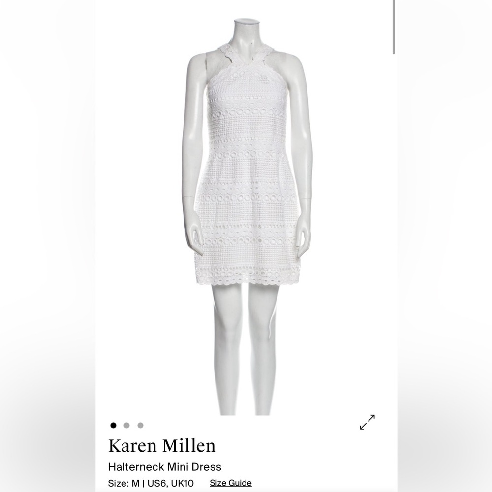 Karen Millen Lace Halterneck Mini Dress in White